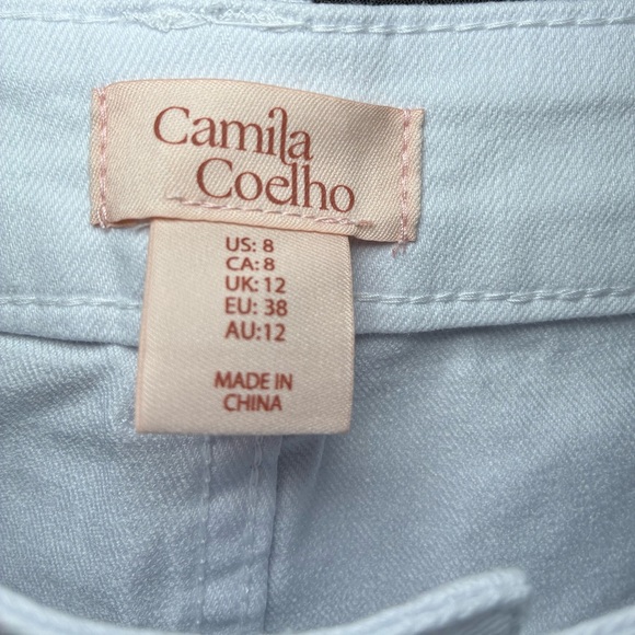 Camila Coelho White Straight Ankle Jeans with Gold Chain Detail - Size 8 NWT - Picture 4 of 10